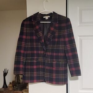 Limited Plaid Wool Blazer 